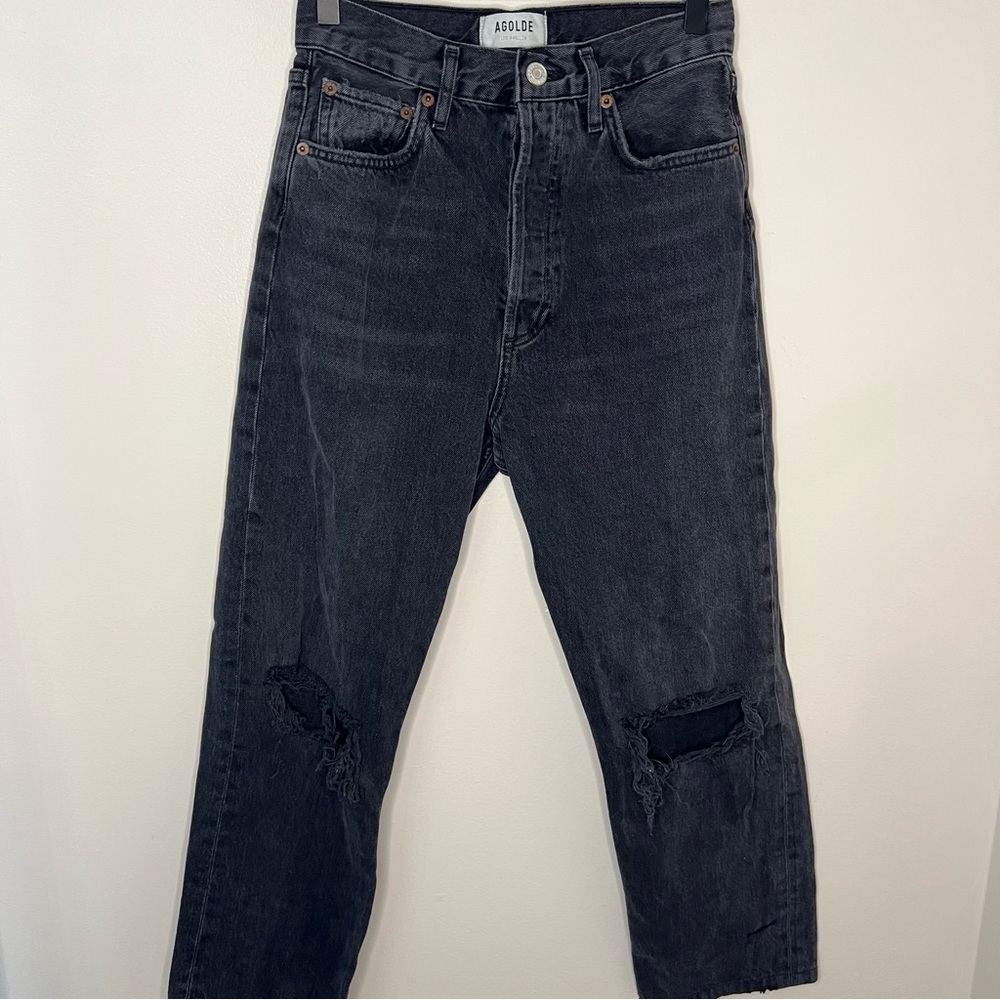 Agolde 90s Pinch Waist High Rise Black Jeans Women's Size 24 Denim Grunge Casual